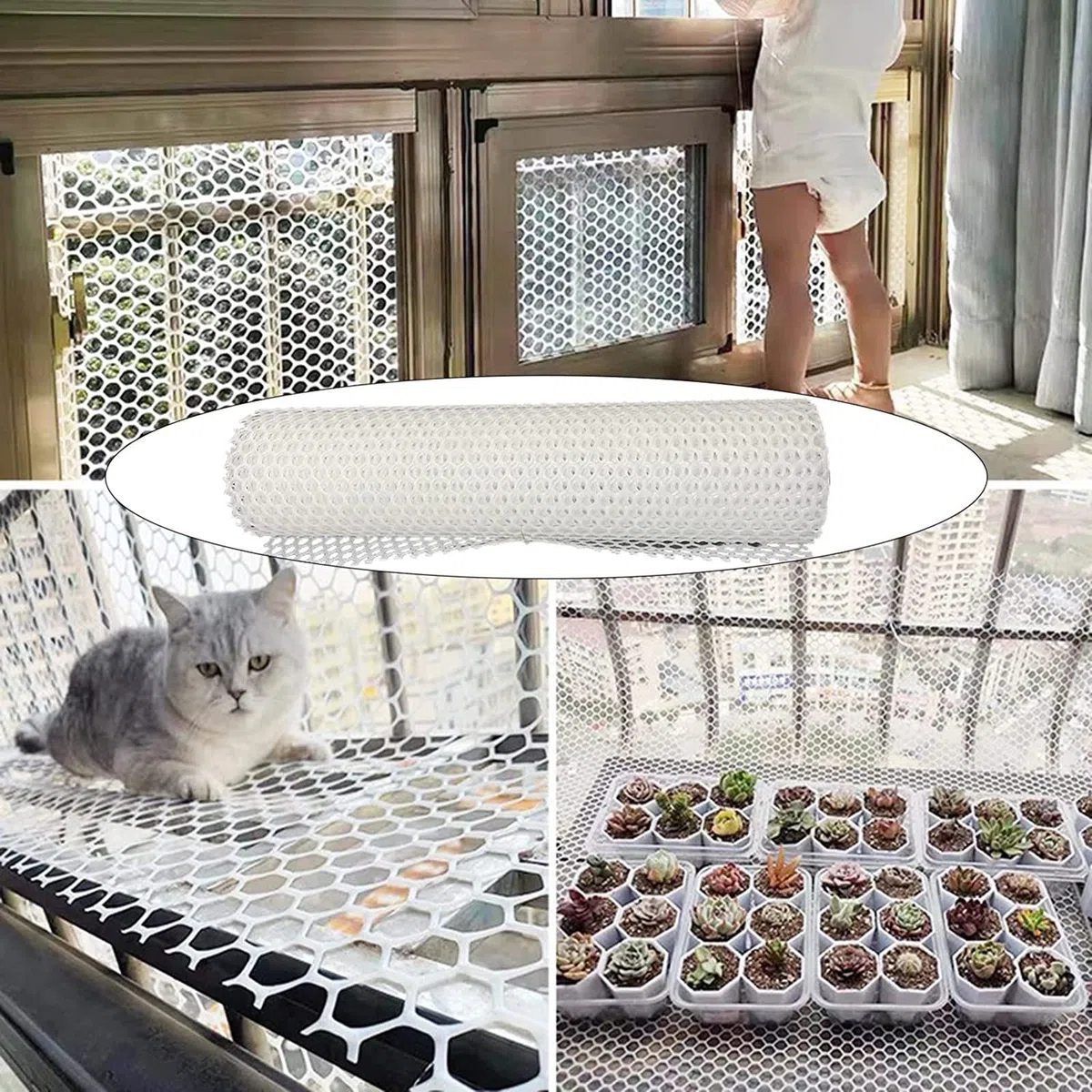 Red Gatos Cercas de Plástico, Red de seguridad para niños Anticaídas, Red de Protección Balcones para Mascota anti-mordida para Balcón Terraza Ventana Valla Transparente ( Color : Mesh 0.8cm , Tamaño
