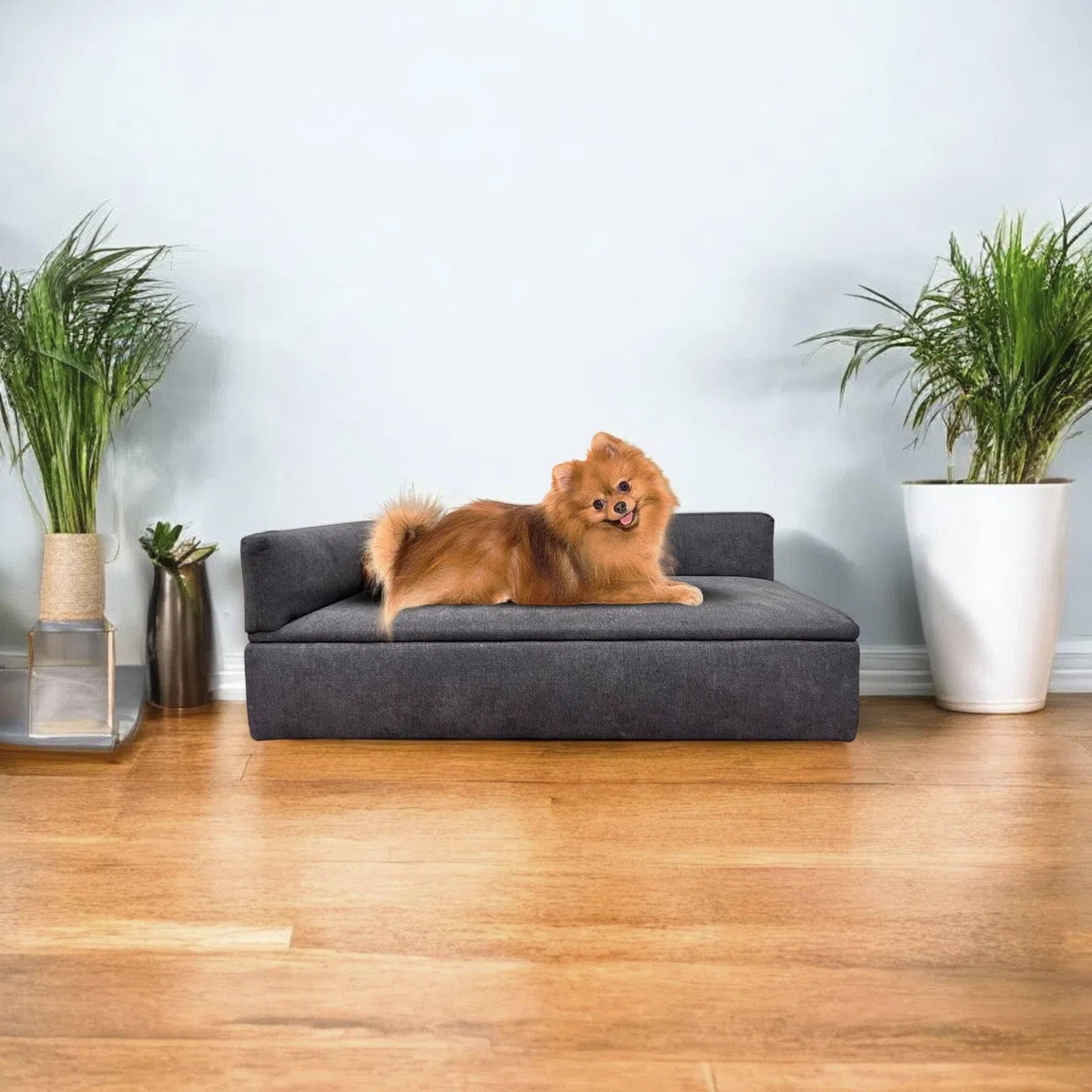 Well Home Sofá Cama con canapé para Mascotas con Tejido Especial y Base Acolchada Color Gris