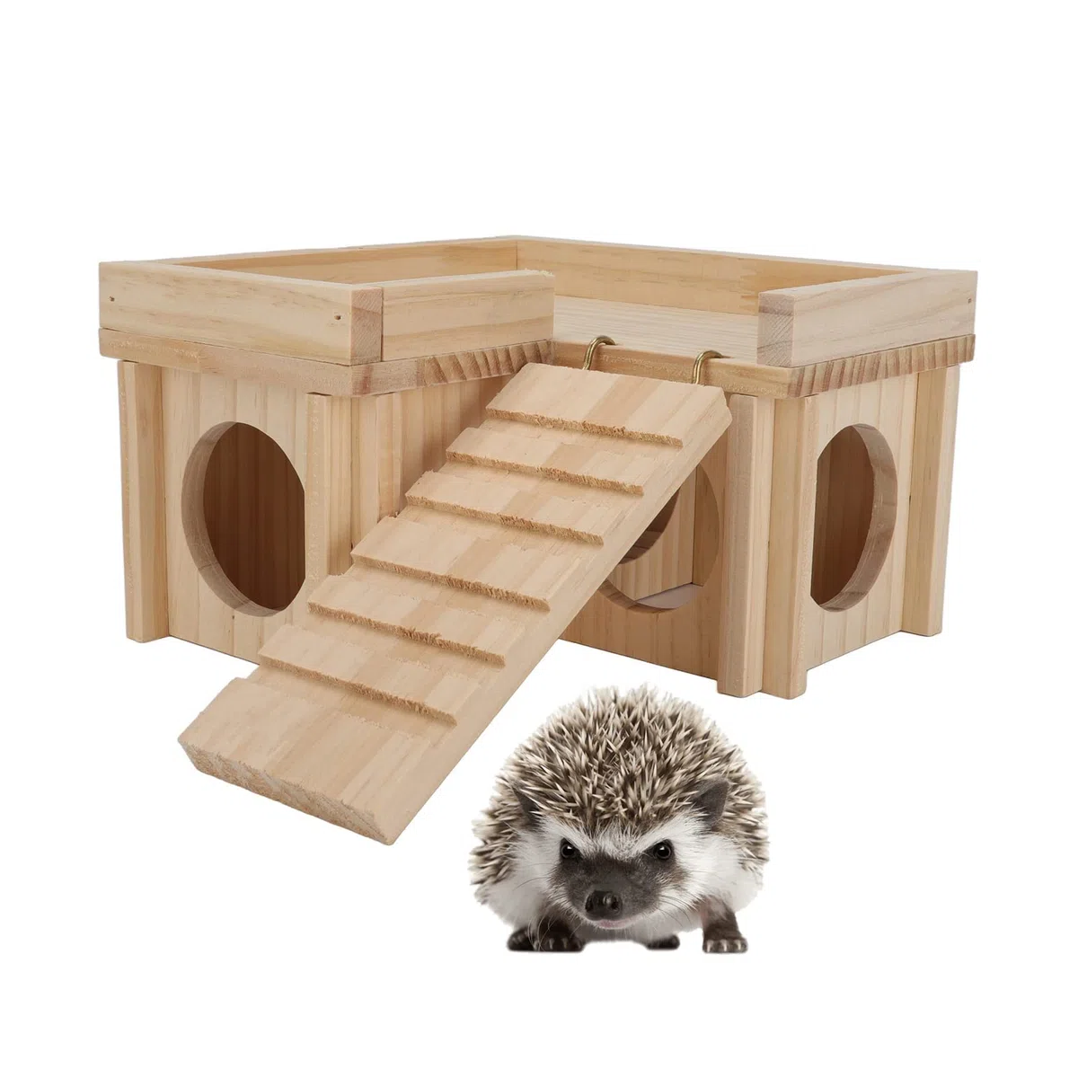 Casa de Hámster y Escondite, Varias Habitaciones, Juguete de Túnel de Escondite de Madera con Escalera para Hámster de Guinea, Jerbos, Ratones, Lemmings, Castillo de Conejito