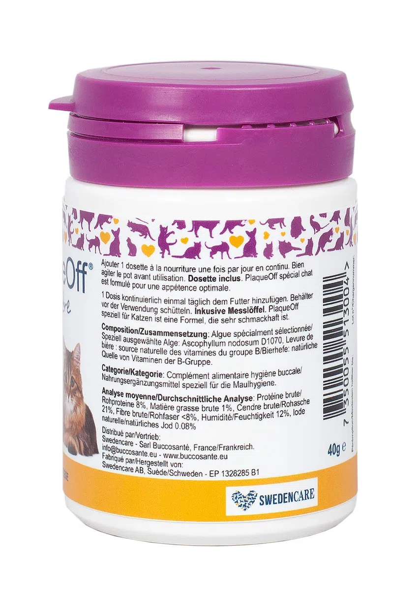 PlaqueOff - Cuidado dental para gatos en polvo, 40 g, lote de 2