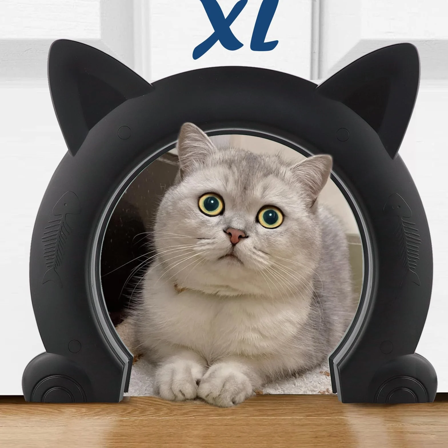 Wordcam Puerta Interior Grande XL para Gatos, Gatitos y Perros Pequeños (Negro)