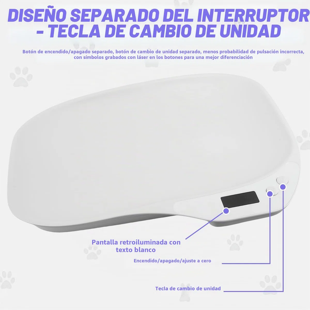 báscula digital para animales pequeños: báscula digital para mascotas de 15 kg (± 1 g), con pantalla LCD y 4 modos de pesaje (kg/oz/lb/ml)