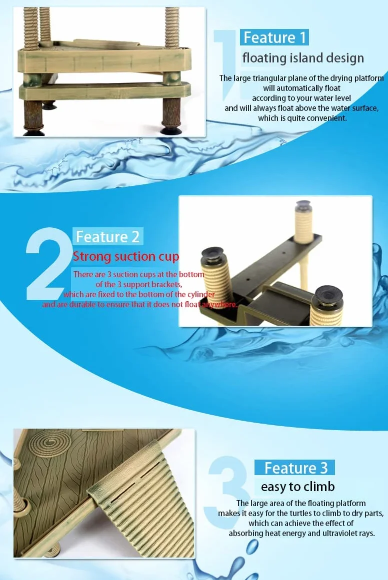 TEMU-SC Isla para tortugas, Plataforma para tortugas de agua, Rampa para tortugas, Plataforma flotante tortugas (TALLA : L)