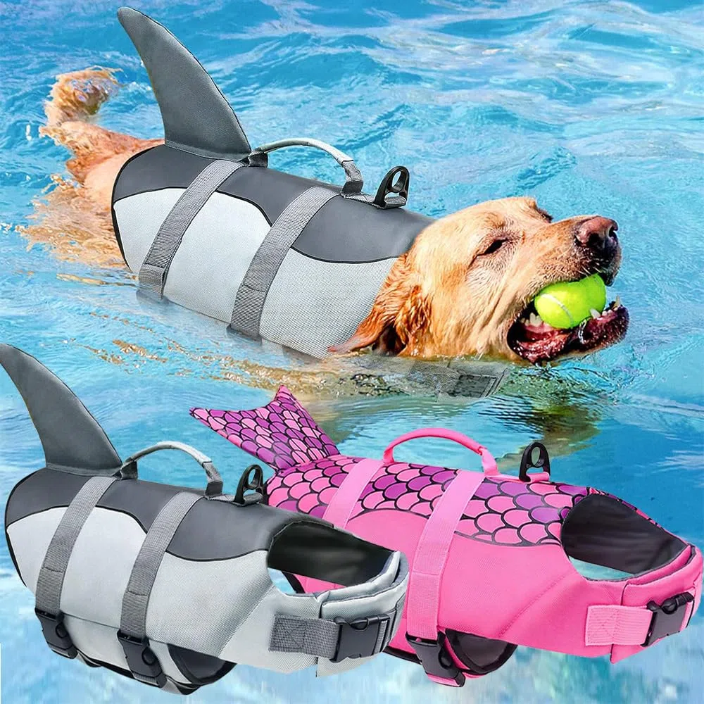 Izefia Chaleco Salvavidas para Perros Chaleco Salvavidas para Nadar Chaleco Salvavidas para Flotar Chaleco Salvavidas para Perros Pequeños Perros Grandes Tiburones Sirenas Chalecos