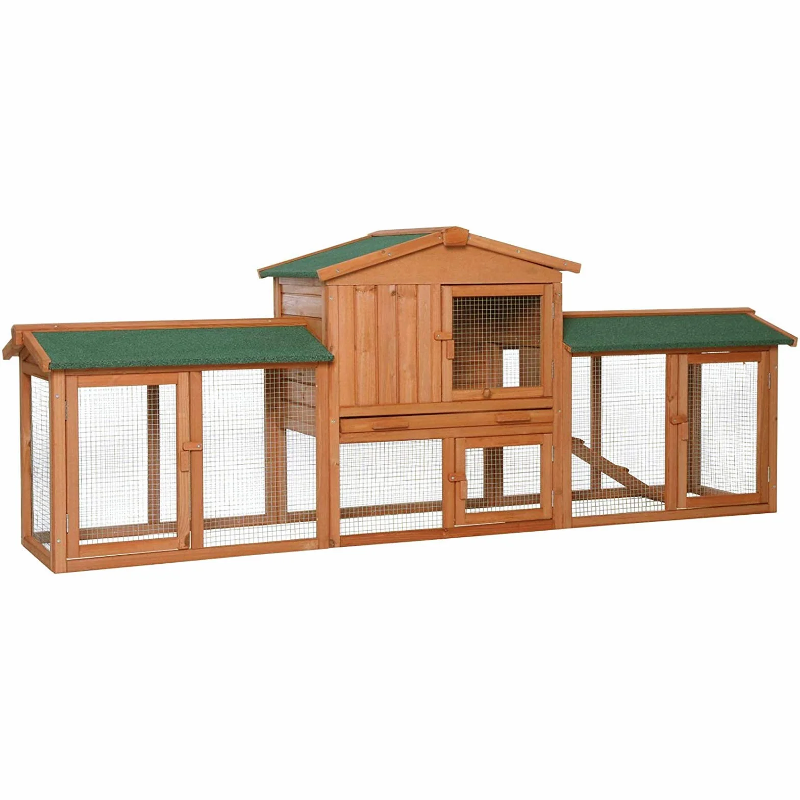 lionto Conejera de Madera caseta Exterior para Mascotas pequeñas cobertizo 212x52x85 cm