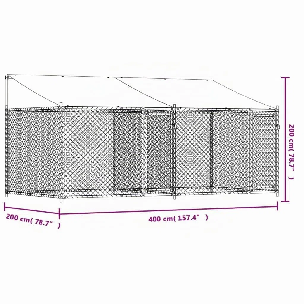 Gecheer Jaula para Perros, Grande, de Exterior, de Acero, con Techo, 4 x 2 x 2 m, Espaciosa para Perros de Talla Grande