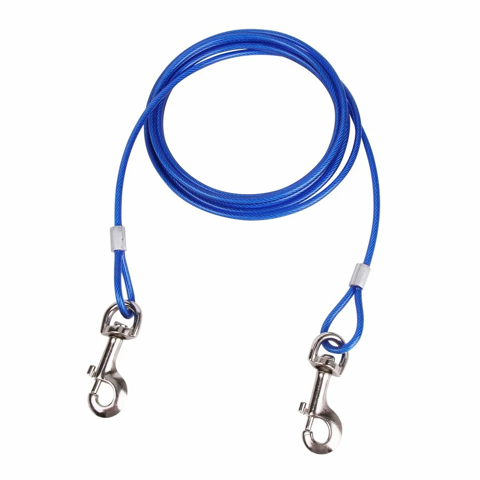 Correa De Perro (3 M / 5M / 10M) con Espiga De Estaca En Tierra Espiral De 46 cm- Salida para Patio Al Aire Libre Y Acampada - Perros PequeñOs A Medianos (3M, Azul)