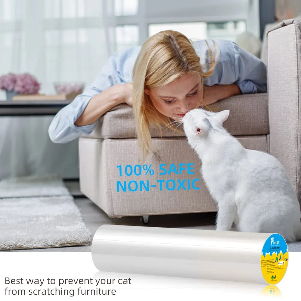 Protector de Muebles Gatos, Cinta Adhesiva Anti-Arañazos de Puertas Transparente Autoadhesivas Arañazos de Gato Protector para Gatos y Perro, Protección Invisible para Sofá y Mueble 45x400 cm