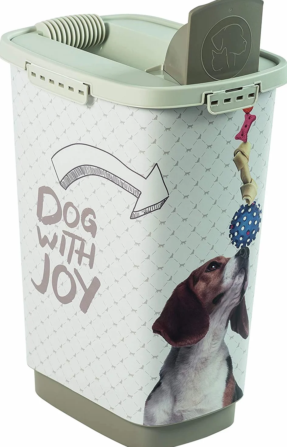 Rotho Cody - Recipiente de Comida para Mascotas de 25 Litros con Tapa y Vertedor, Plástico (PP) sin BPA, Gris Antracita/Blanco, 25 L (33.0 x 25.0 x 46.3 cm)