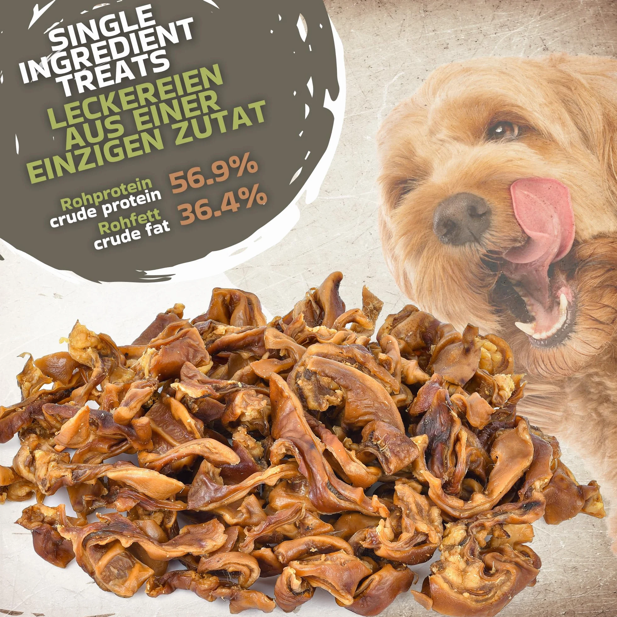 Orejas de cerdo naturales en tiras, 1 kg, ideal para perros pequeños, tiras de cerdo saludables como artículo masticable para tu perro