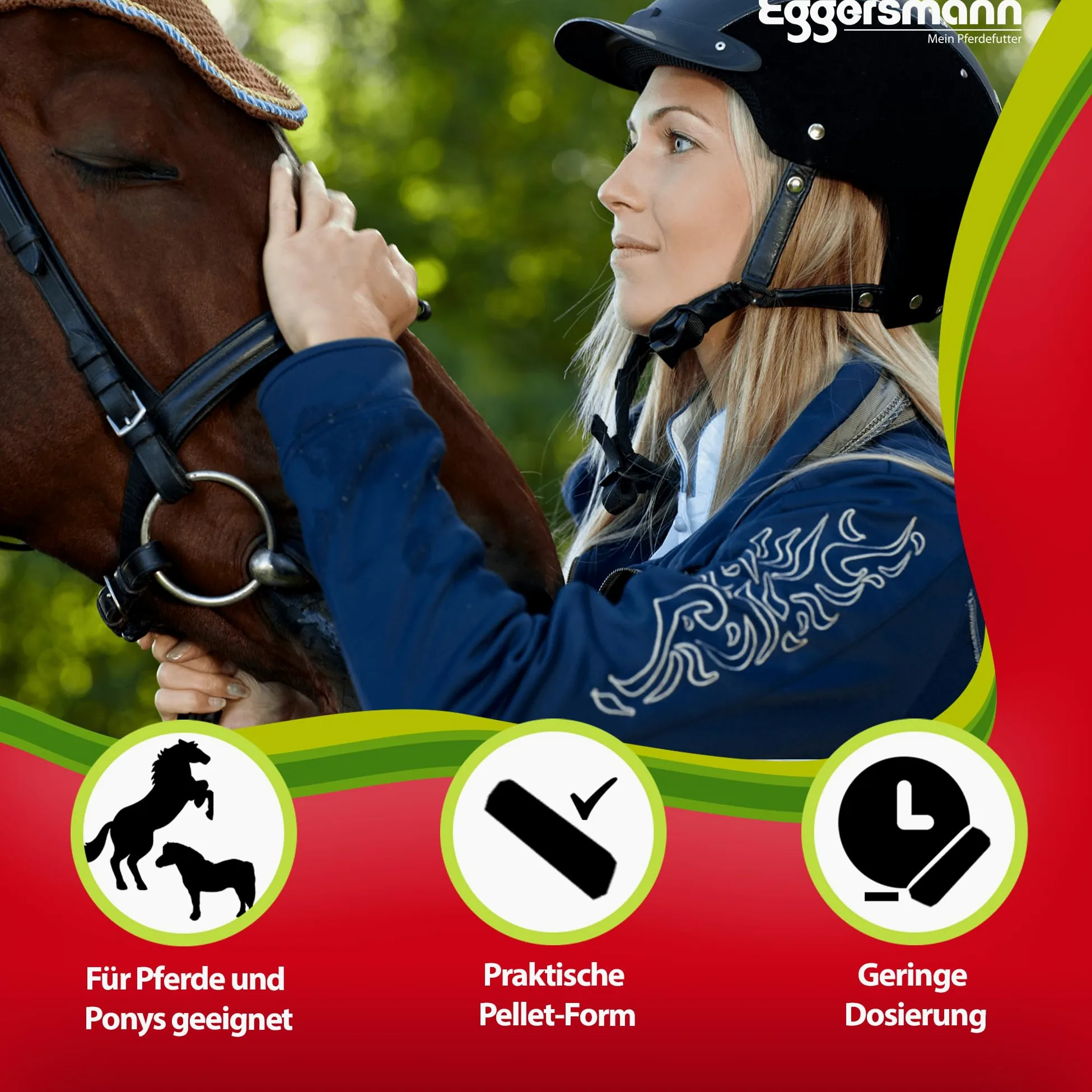 Eggersmann Mein Pferdefutter Ajo Plus 1 kg – Complemento alimenticio para Caballos – contra Moscas, tábanos y Mosquitos, Ayuda al metabolismo y a la Defensa inmune