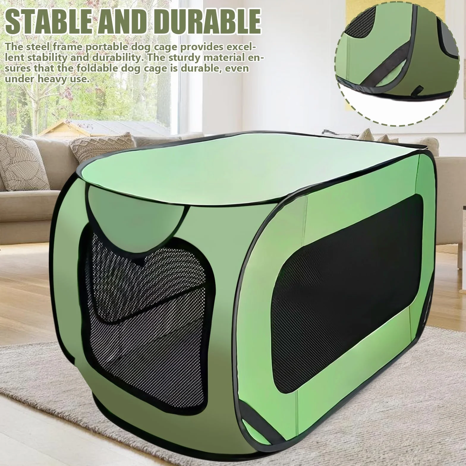 92 x 52 x 52 cm. Caja plegable para perros con marco de acero, caja de transporte para perros impermeable de tela Oxford con cremallera, caja de transporte para perros para interior y exterior,