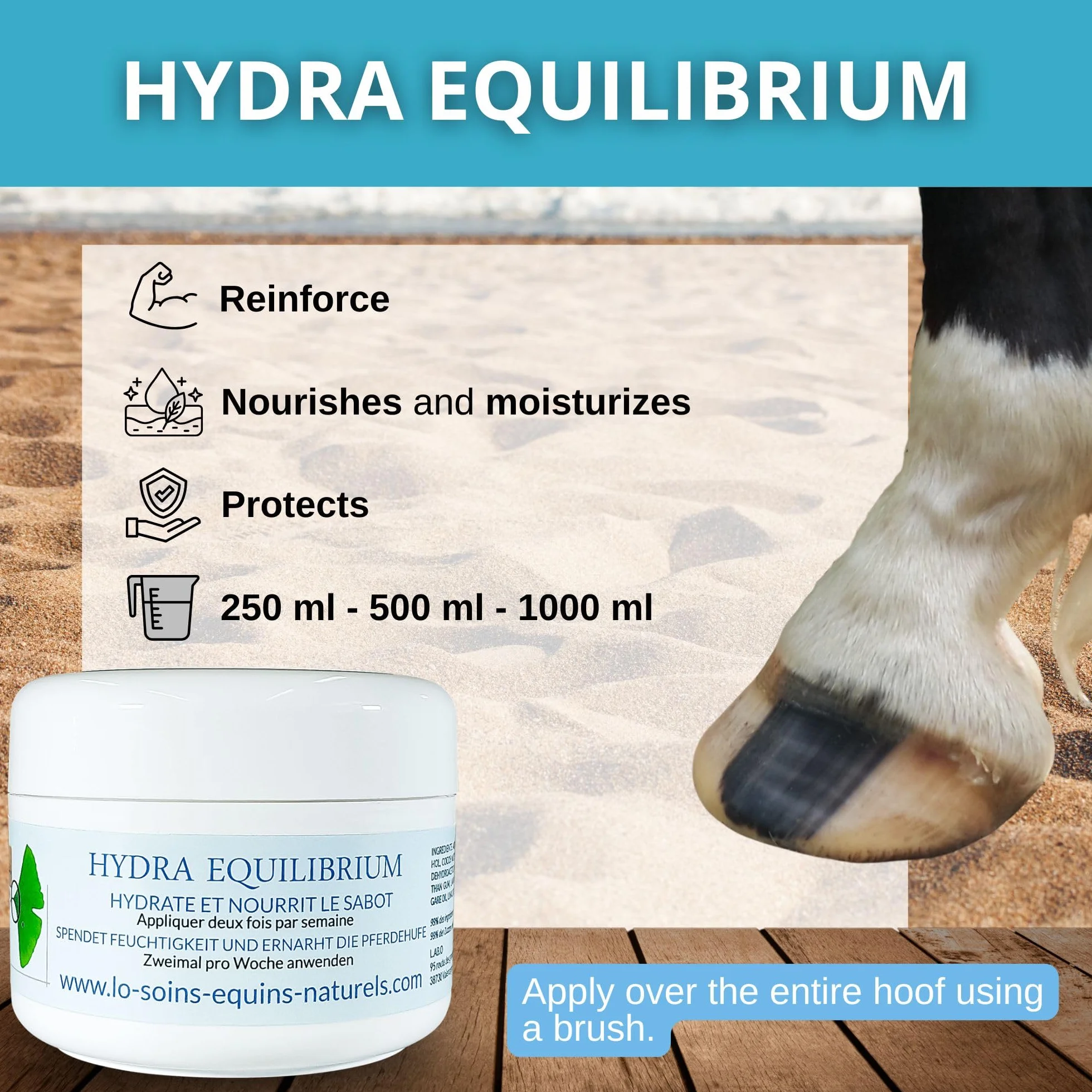 Hydra Equilibrium - Cuidado, grasa, ungüento natural hidratante para caballos (pezuña seca y quebradiza) (Hydra Equilibrium 250 ml)