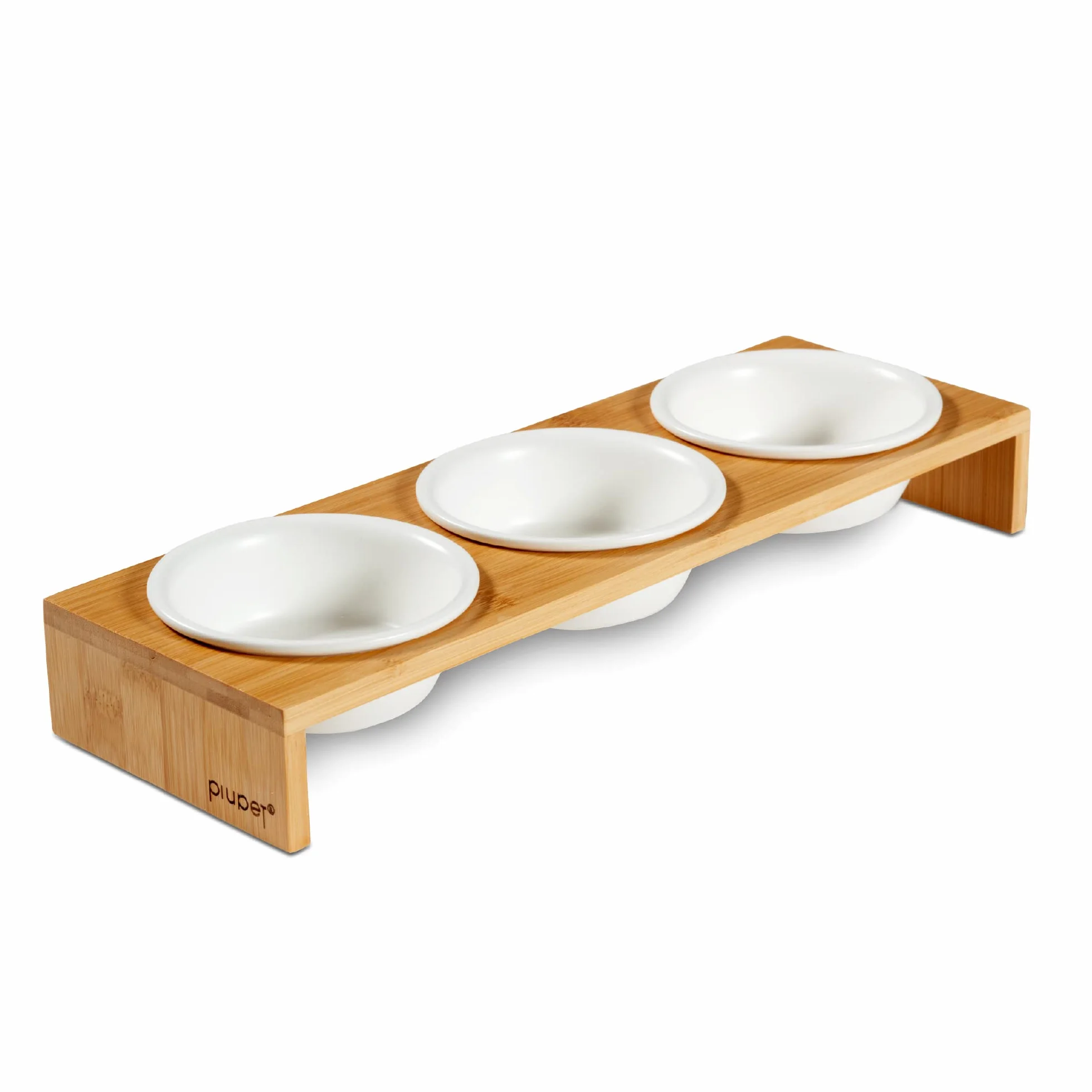 PiuPet® 3er Platos para Gatos I Comedero Gato Elevado I Comedero Perro pequeño I Cosas para Gatos I Rejilla con 3 Ceramica Cuencos