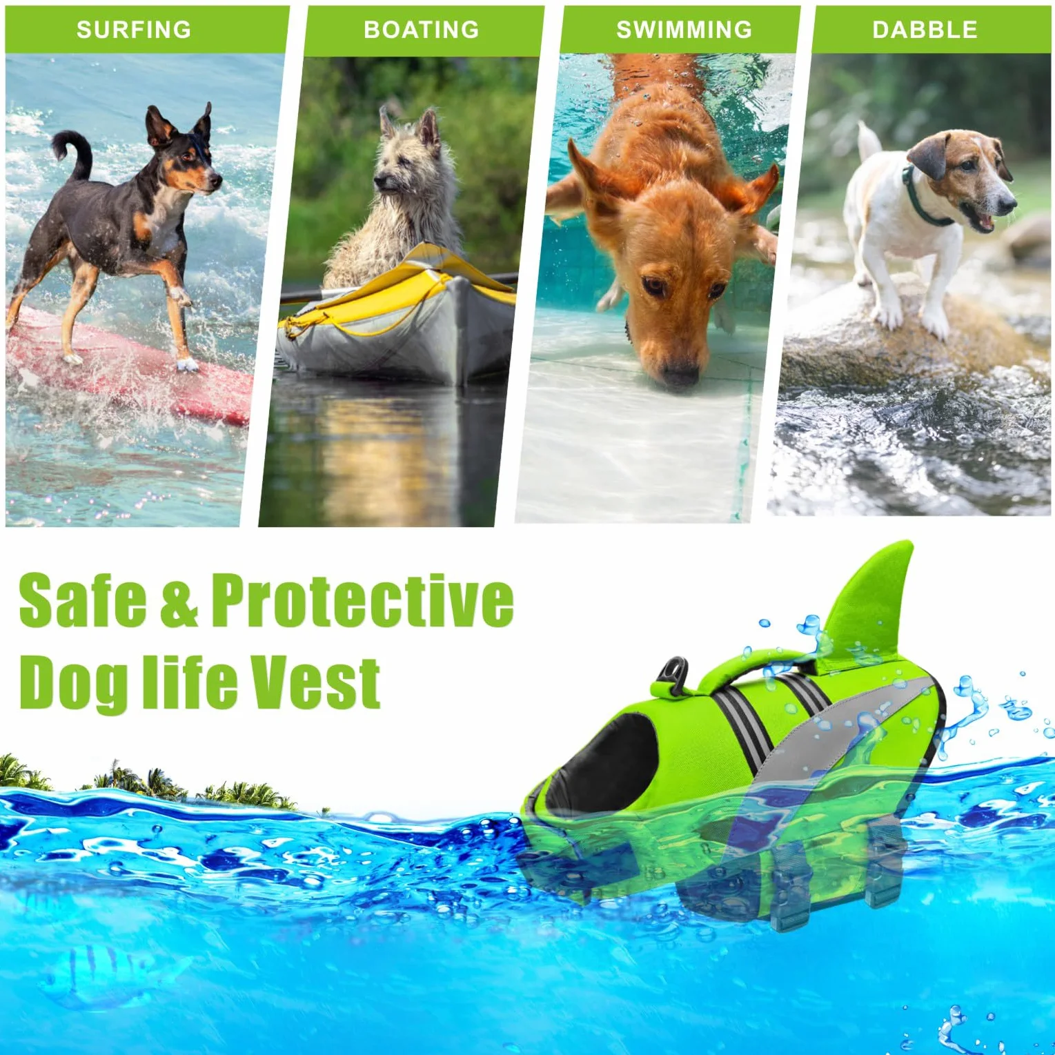 Chaleco Salvavidas para Perros Chaleco Salvavidas para Tiburones de Alta Flotabilidad Chaleco Salvavidas para Perros Chaleco de Seguridad para Mascotas Bote de Natación Bañador