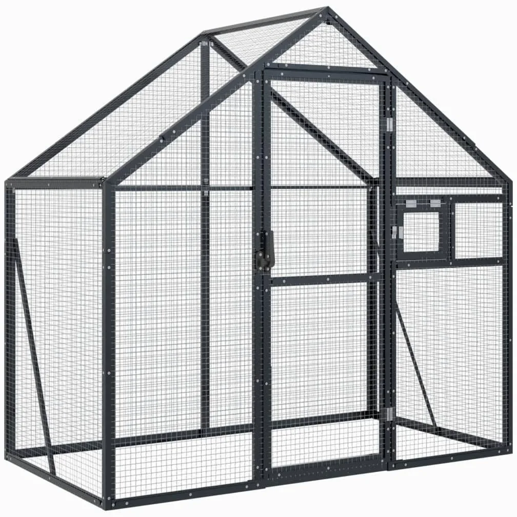 vidaXL Pajarera de Aluminio Gris Antracita 179x100x185 m, Jaula para pájaros, Jaula para periquitos, Jaula Grande para pájaros, casa para pájaros