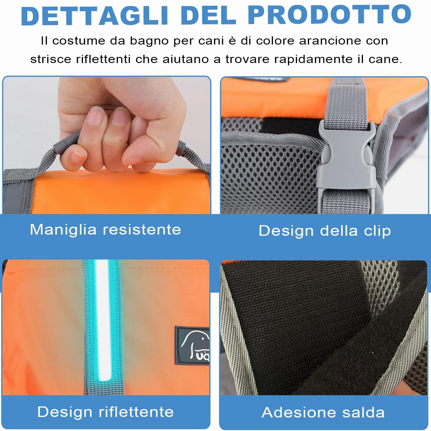 Voarge Chaleco salvavidas para perros, chaleco salvavidas para mascotas, para perros, tamaño ajustable con fuerte asa de natación y rescate naranja, XS (XL)