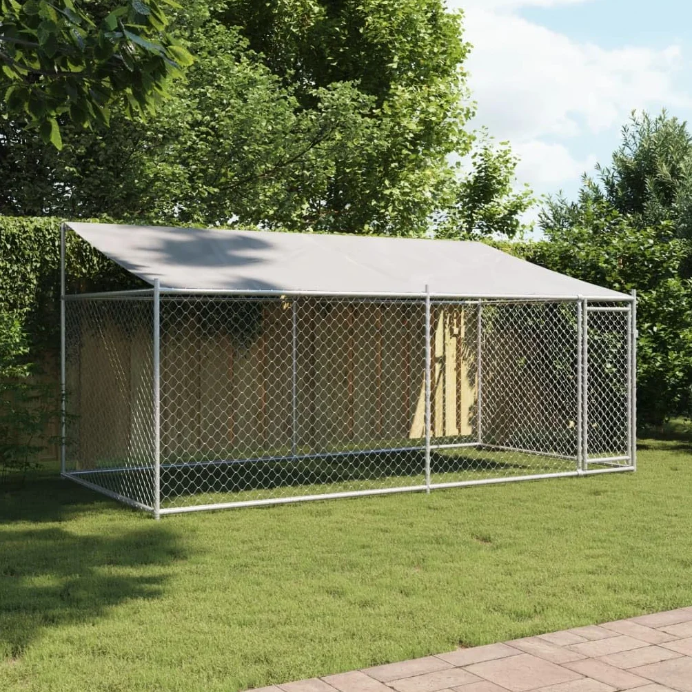 Festnight Perrera de Exterior con Toldo Gallinero de Exterior Grande Jaula para Perros con Cerradura Caseta para Perros Mascotas Animales Perro Grande Exterior 4 x 2 x 2 m