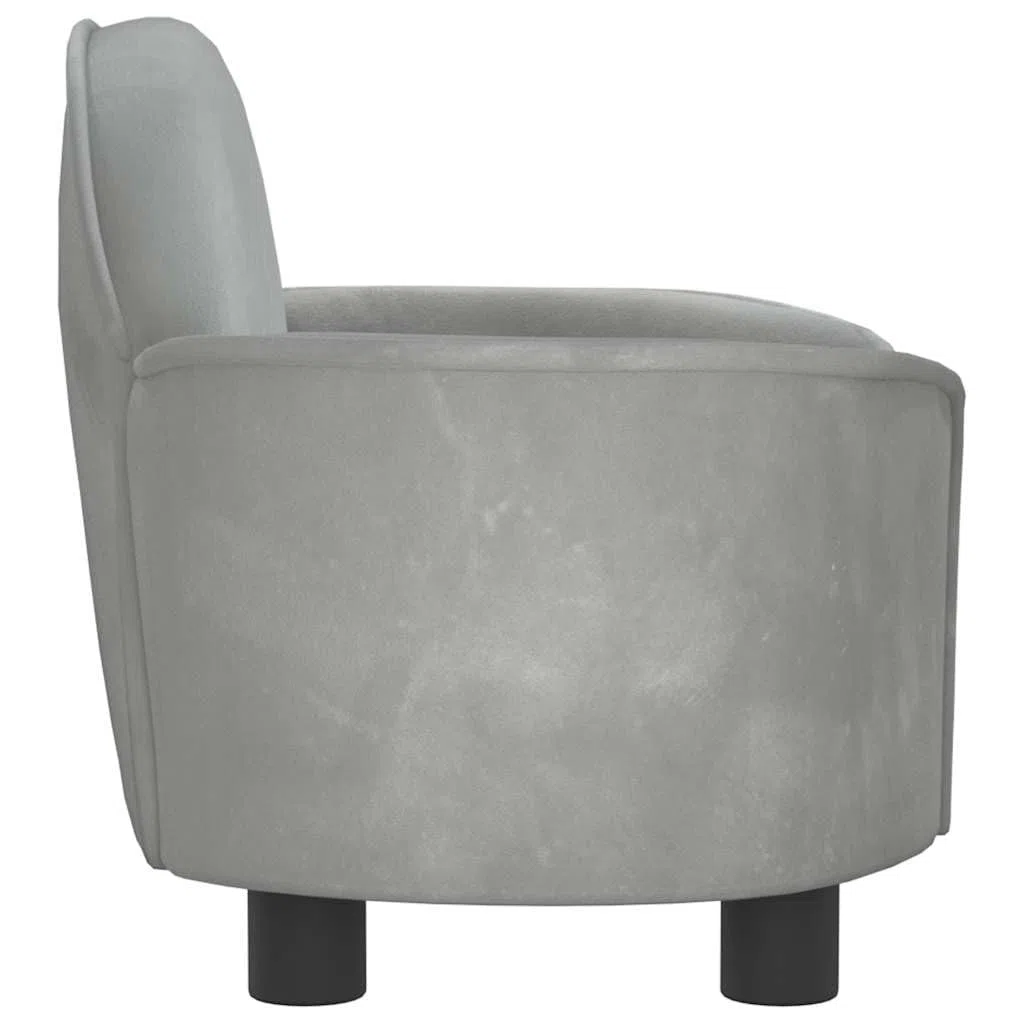 vidaXL Cama para Perros de Terciopelo Gris Claro 66x40x45 cm, sofá para Perros, Cama para Cachorros, Asiento para Perros, sofá para Mascota