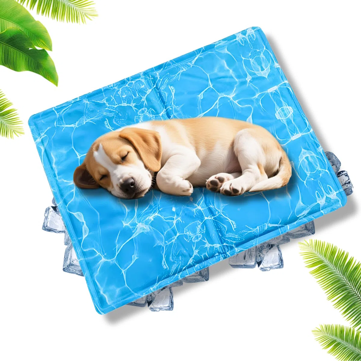 Alfombra Refrescante para Perros y Gatos 65 x 50 cm, Alfombrilla Refrigerante con Gel no Tóxico, Manta Refrescante Perro Impermeable, Cama Refrascante para Mascotas Pequeñas (Efecto agua ondulada)