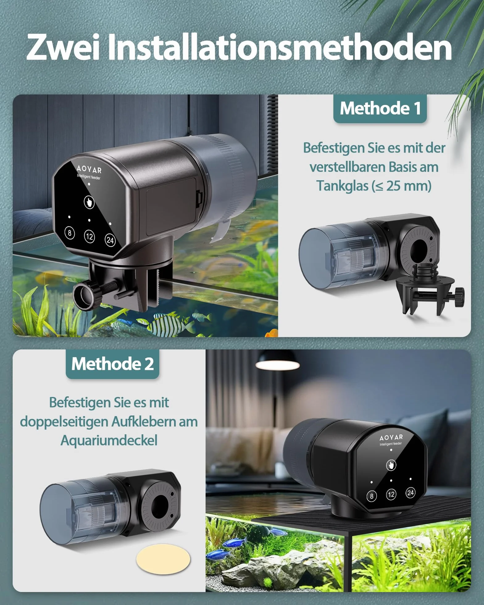 Alimentador Automatico Acuario Peces Comedero: 200ML Gran Capacidad Dispensador Comida Peces A Prueba de Humedad Alimentacion Temporizador para Peceras