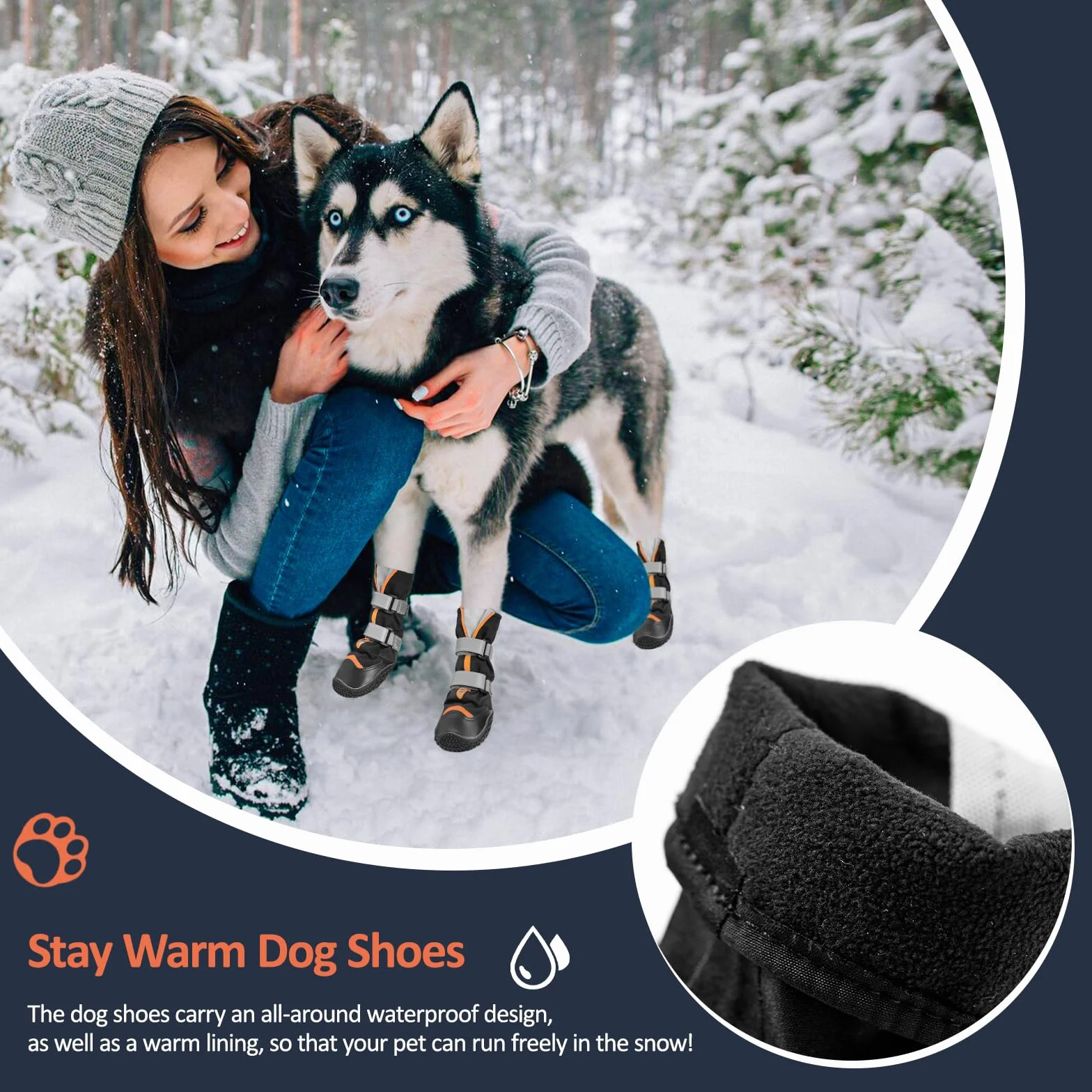 OHCOZZY Zapatos Perro Impermeables Profundos, Botas Altas del Perro con la Lengüeta en Forma de V, Resistente al Desgaste Suela Protector de la Patas Perros Pequeños, Medianos y Grandes 4 Piezas,L