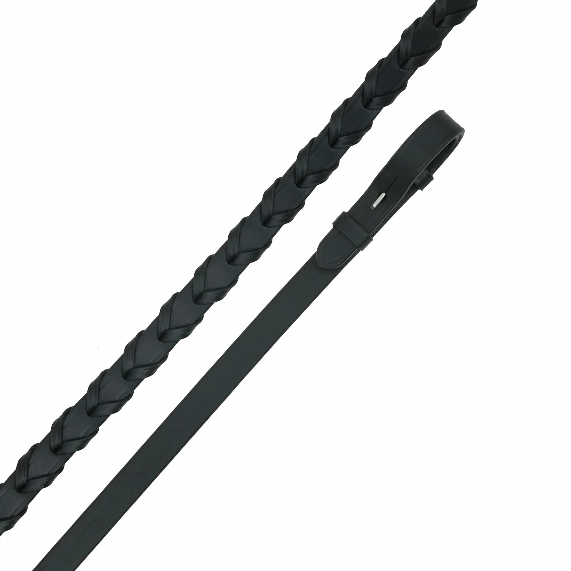 SIE - Riendas trenzadas de cuero trenzado para caballos, color negro y marrón