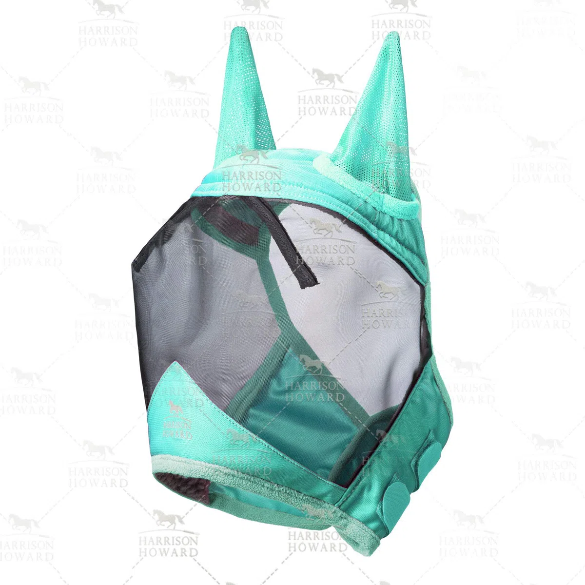 Harrison Howard CareMaster Pro Luminous Máscara de Mosca de Caballo Estándar con Orejas Protección UV para Caballo-Menta de Verano (L)
