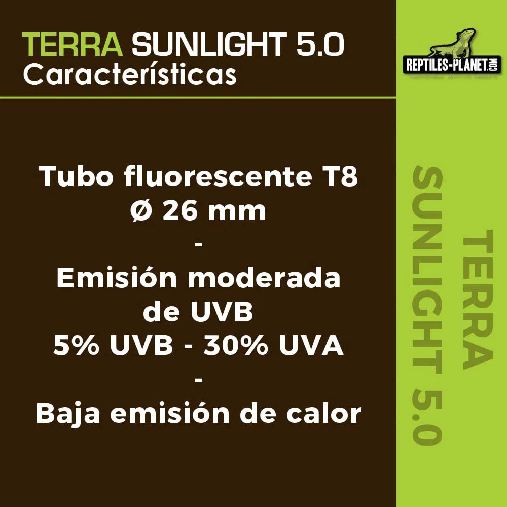 Reptiles-Planet Tubo Fluorescente de Luz Solar T8 5.0 Terra, 30W, 90cm Longitud