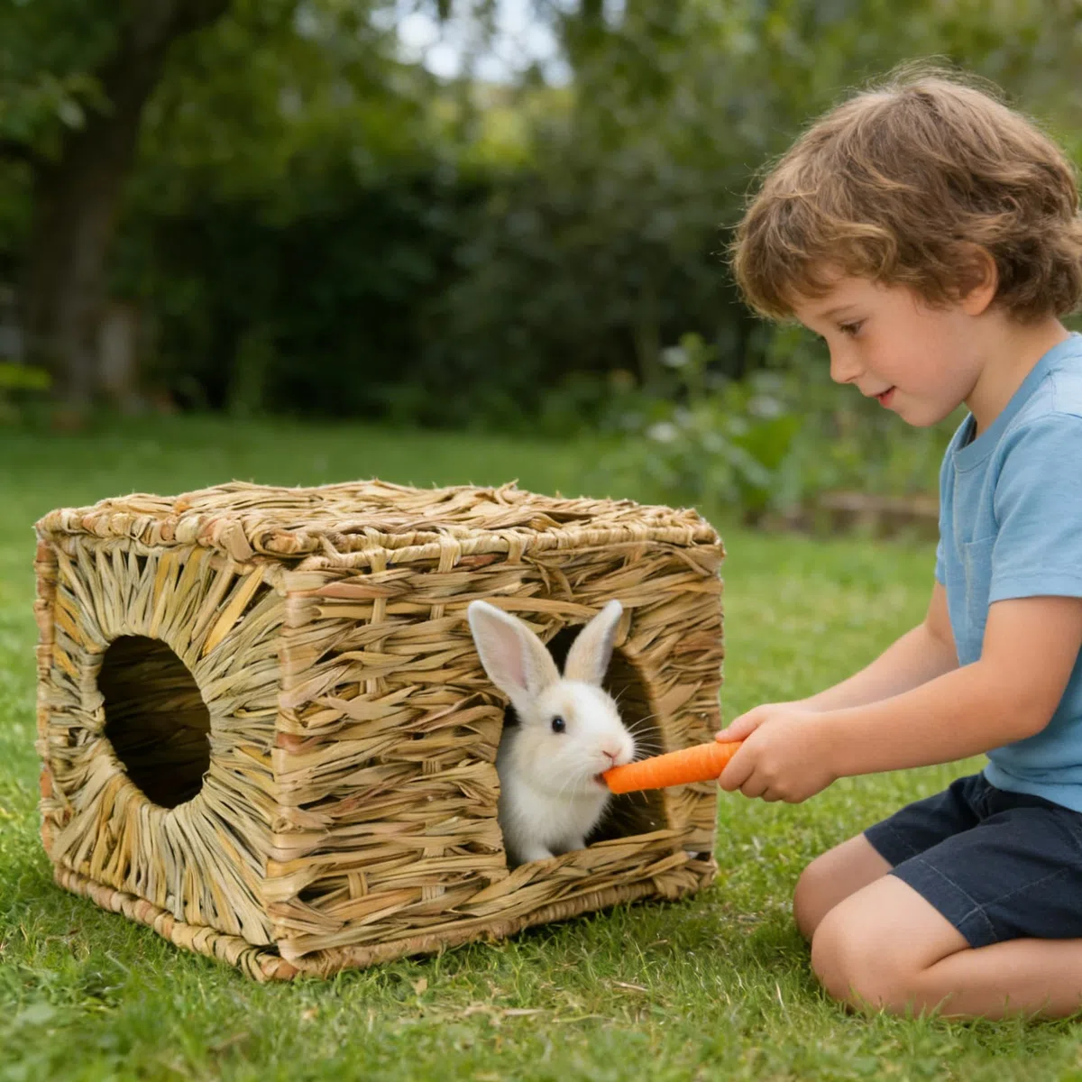 Folding Straw House, Rabbit Grass House, para Rabbit Guinea Chinchilla Hurón, Multi-Utilidad, Comestible, No tóxico, Chew Toy para animales pequeños