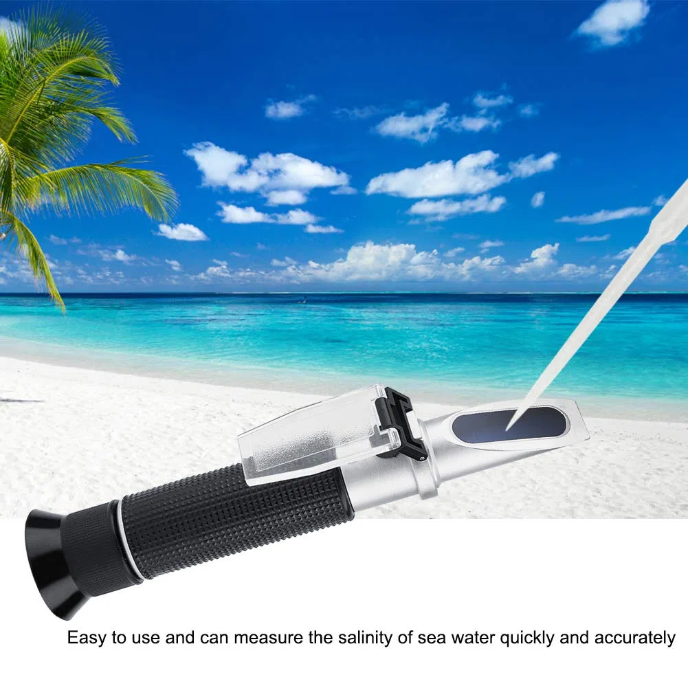 Refractómetro de Salinidad de Mano 0-100% Salinómetro, Medidor de Concentración de Sal de Mar Con Compensación Automática de Temperatura para Acuario de Agua Marina Y Agua Marina