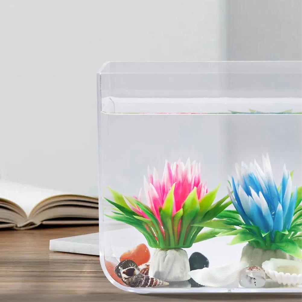 Mini Acuario, Tanque de Plantación de Acuario, Klein Aquarien, Mini Terrario con Luz de Clip Pequeña de 3 W, Kit de Pecera para Peces Dorados de Camarones Betta