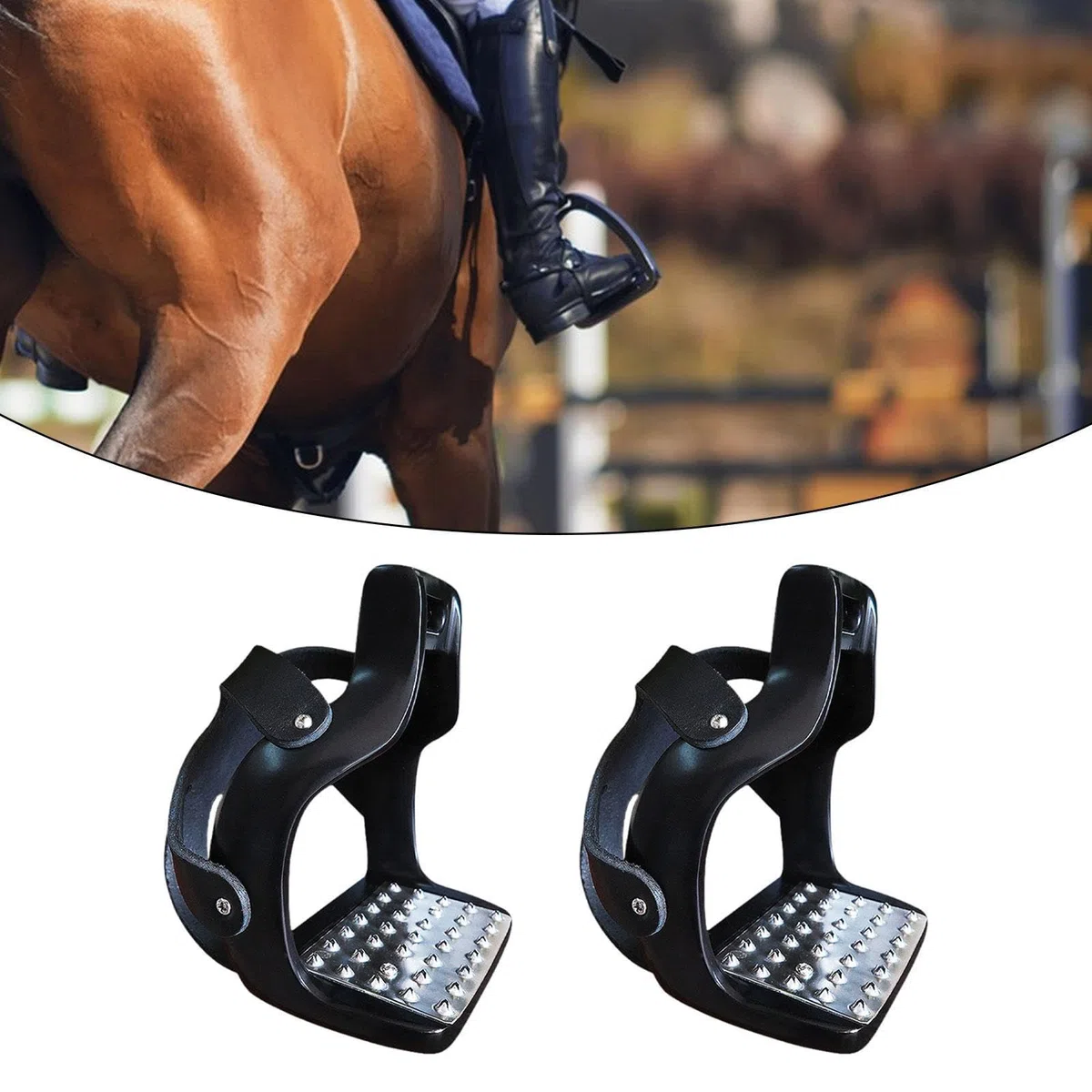 harayaa Estribos de Aluminio para equitación, Coloridos, Antideslizantes, con Pedal de Acero Inoxidable y Red Protectora, Seguridad para Montar, para Hombres y Mujeres.