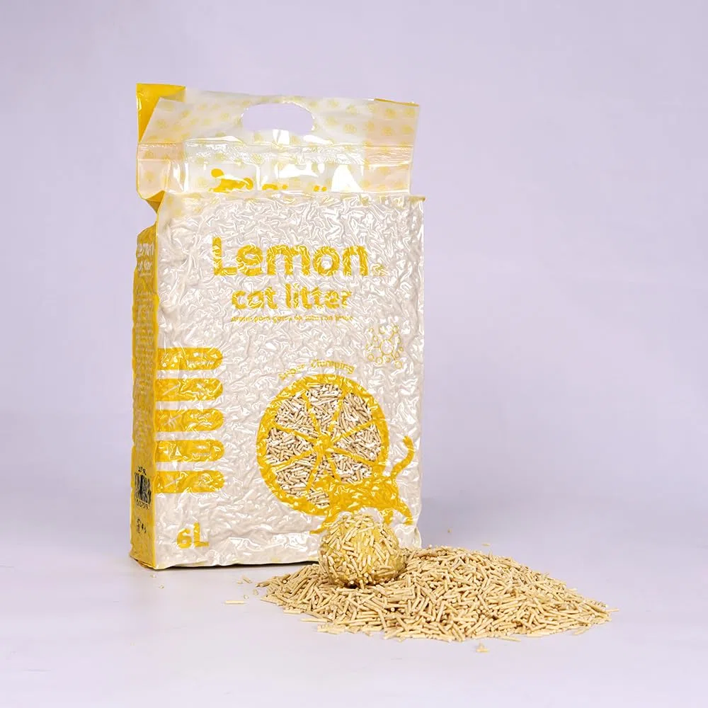 Arena para Gatos deTofu ecológico Vegetal Arena Natural Aglomerante (Lemon-24L)