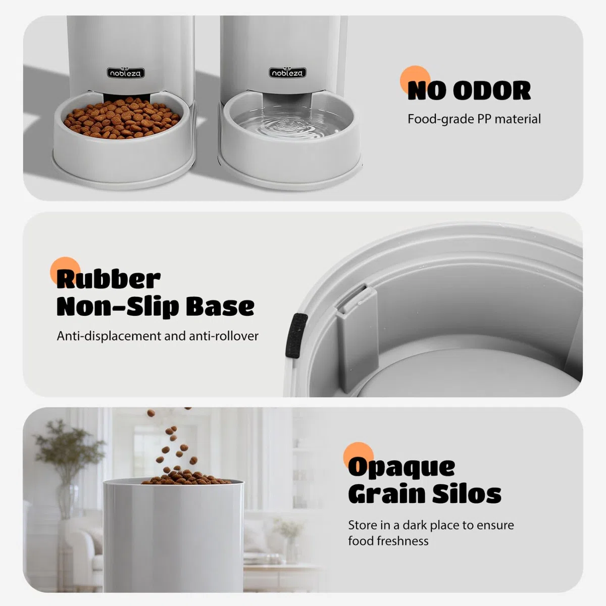 Nobleza Comedero Automático y Bebedero Gatos Perros, Dispensador Comida Gatos y Perros 3.8 L, para Perros y Gatos pequeños y medianos, Pack 2 Unidades