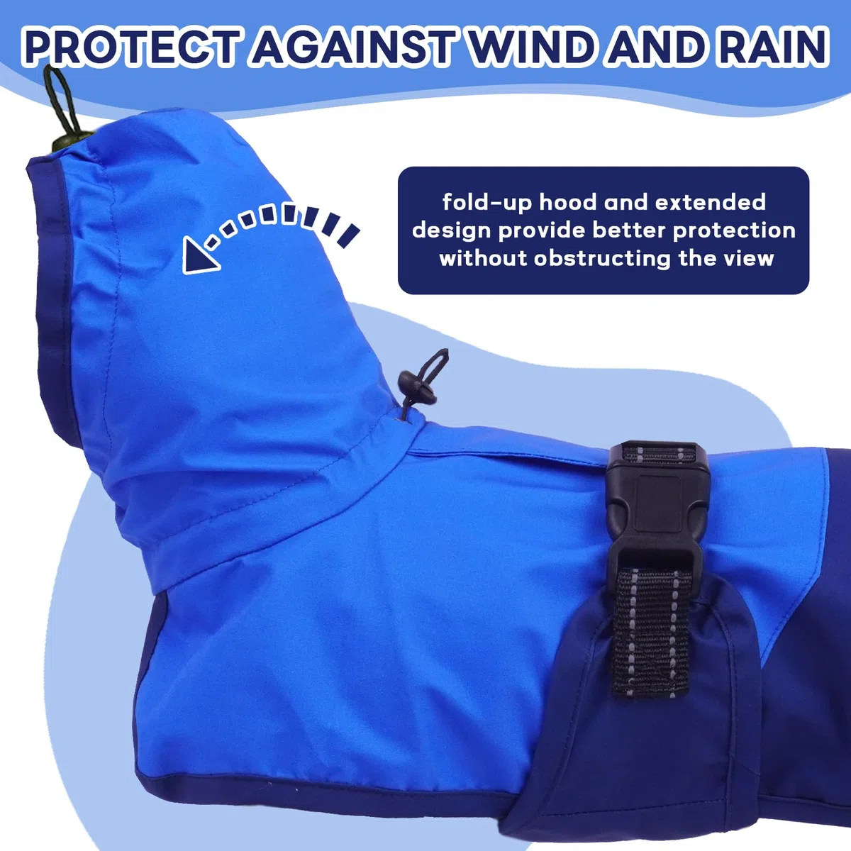 Chubasquero Perro Grande, Chaqueta Impermeable para Perros Grande Impermeable Perro Grande Cubierta Completapara Ajustable Sudaderas a Prueba de Viento Perros(Azul, XL)