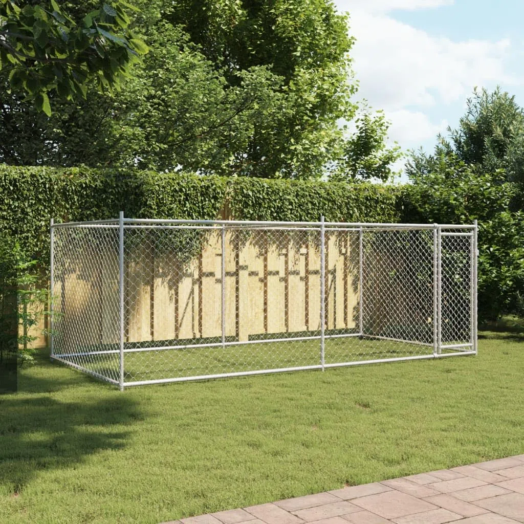 Festnight Perrera de Exterior con Toldo Gallinero de Exterior Grande Jaula para Perros con Cerradura Caseta para Perros Mascotas Animales Perro Grande Exterior 4 x 2 x 1,5 m