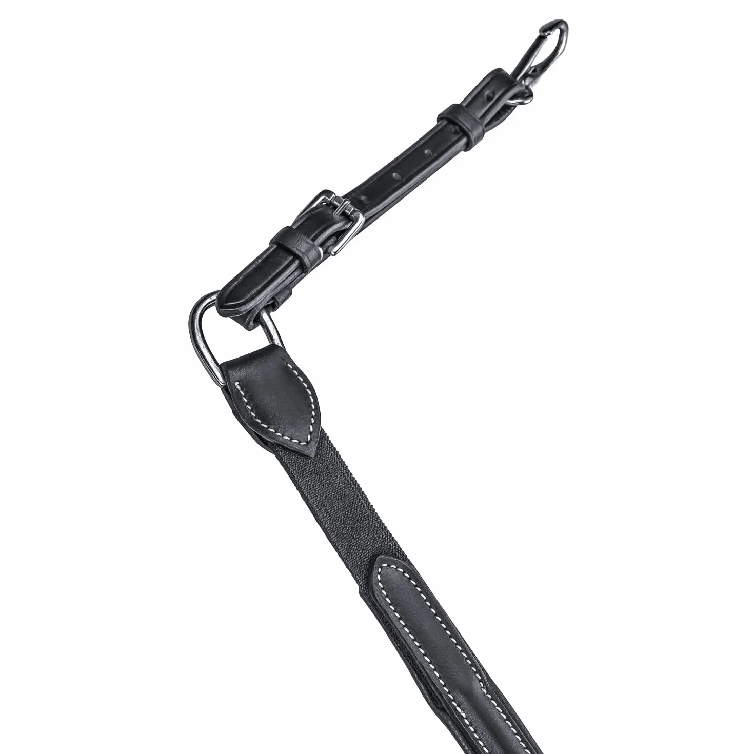 SUNRIDE Pettorale Cavallo in Pelle con martingala (Windsor) – attacco a 3-punti – forchetta martingala rimovibile – inserti elastici – regolabile (Full, Negro)