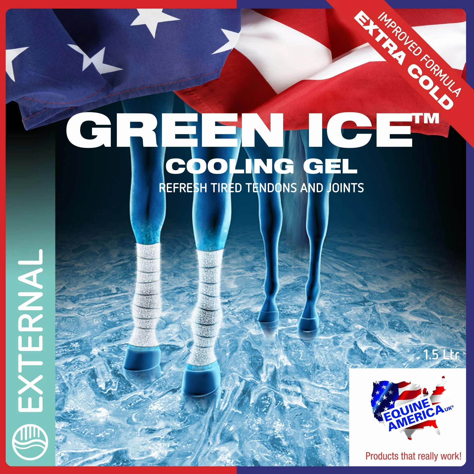 Green Ice Cooling Gel |Hochwertiges gebrauchsfertiges Ergänzungsfuttermittel für Pferde und Ponys | Linderung Von Gelenk- und Muskelverspannungen | 1.5 Litre…