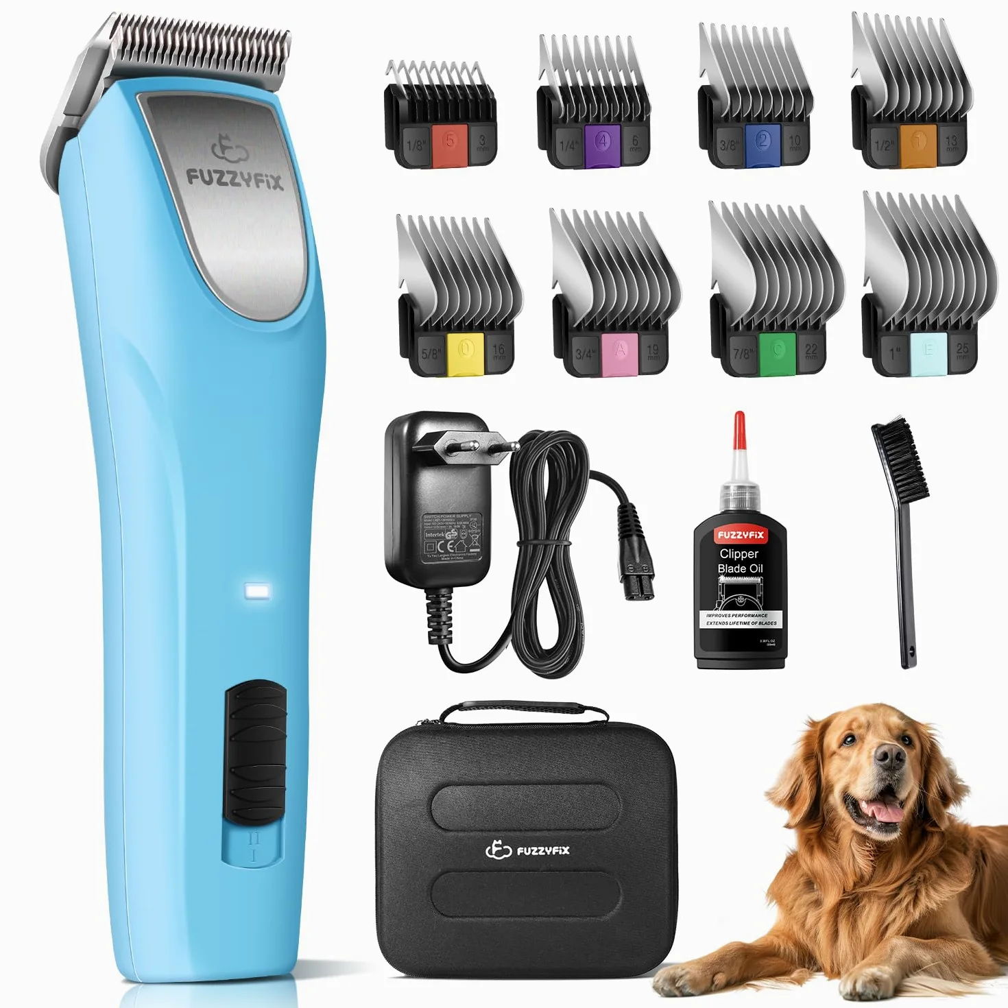 Cortapelos Profesional, Máquina de Cortar Pelo para Perros Ergonómica de 2 Velocidades, para Pelo Largo y Enmarañado, Azul