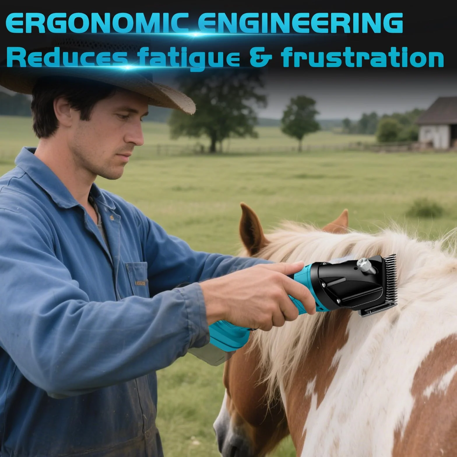 Esquiladora Caballos Compatible con Makita 18V, Profesional Maquina pelar Caballos para Ovejas Ganado Animales con motor potente, 6 Velocidades 2500 RPM/Min (Sin Batería)