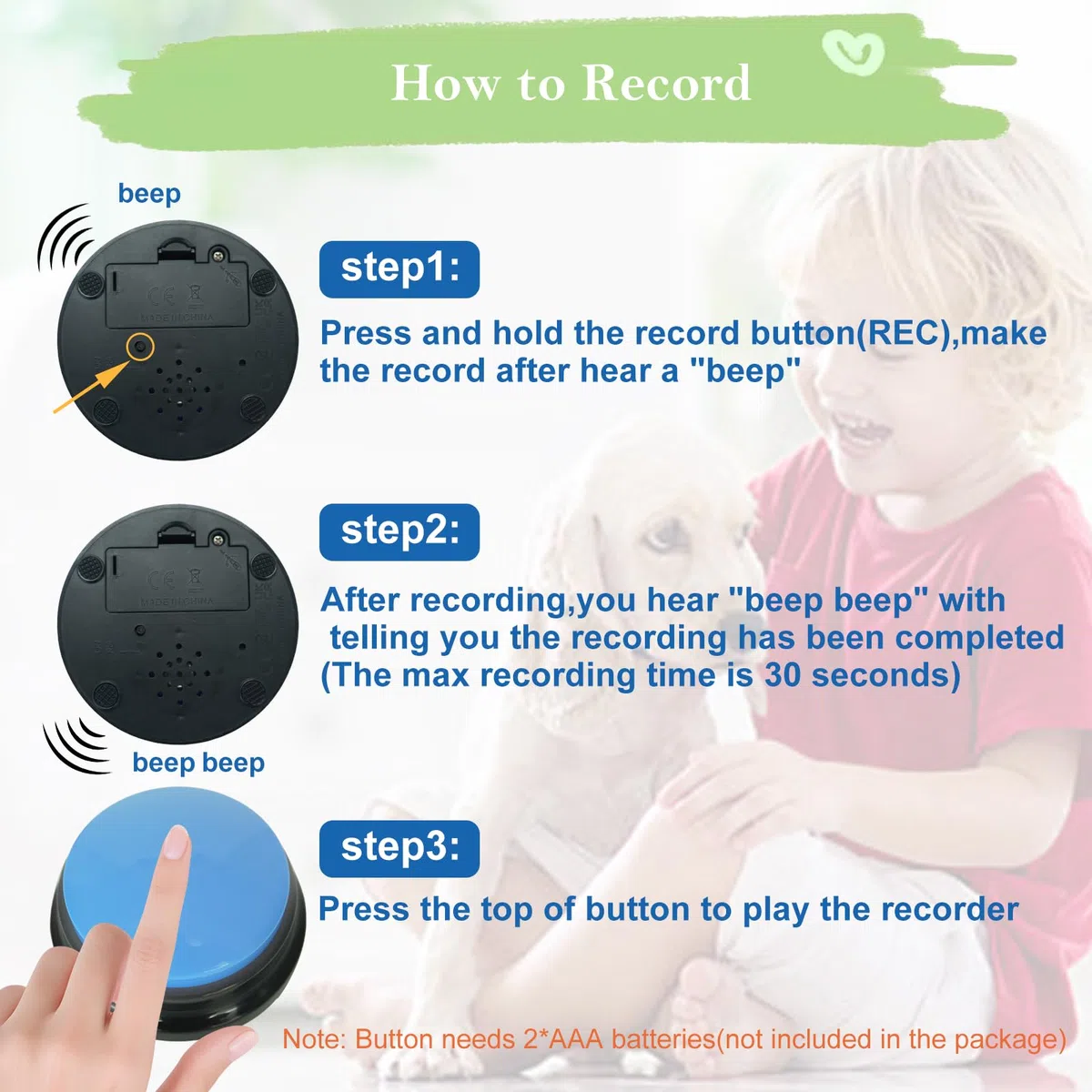 Gelabur Juego de 4 botones para perros para comunicación, botones grabables de voz para aula, juego de botones de conversación para entrenamiento de perros, herramientas de botones de conversación