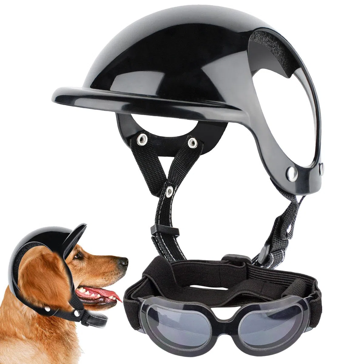 Motocicletas para perros, casco de moto para animales, casco para mascotas con gafas ajustables casco gafas sol coloridas para perros pequeños, gatos
