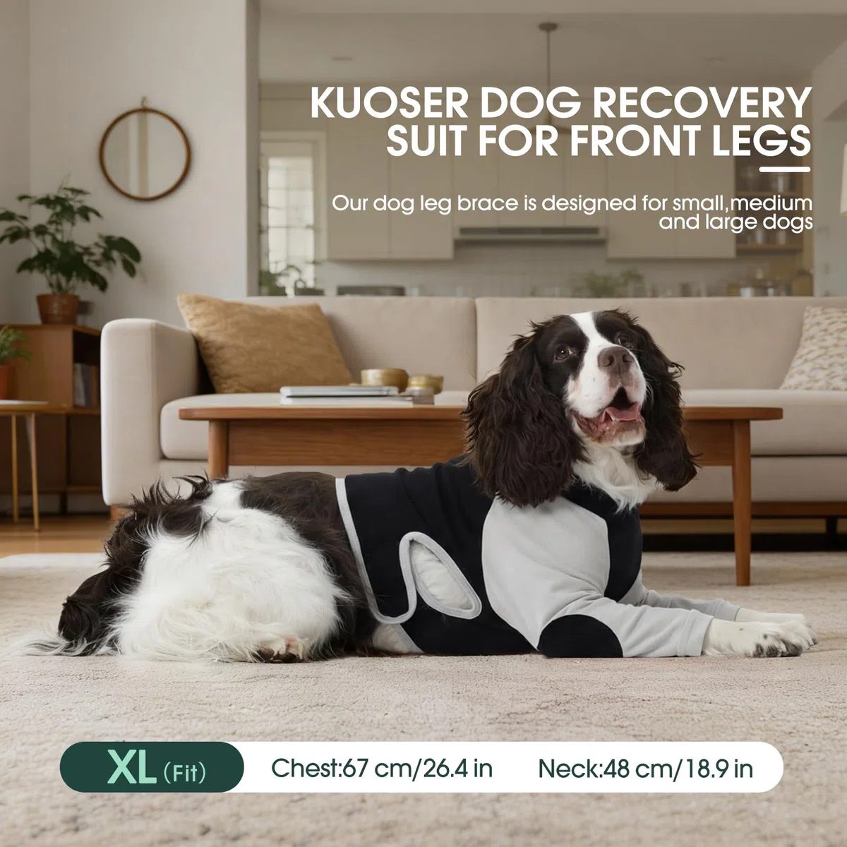 Kuoser Protector de heridas en la pata del perro, traje corporal para dejar de lamer después de la cirugía, chaleco quirúrgico para perros con acolchado de algodón para protector de heridas en la pata