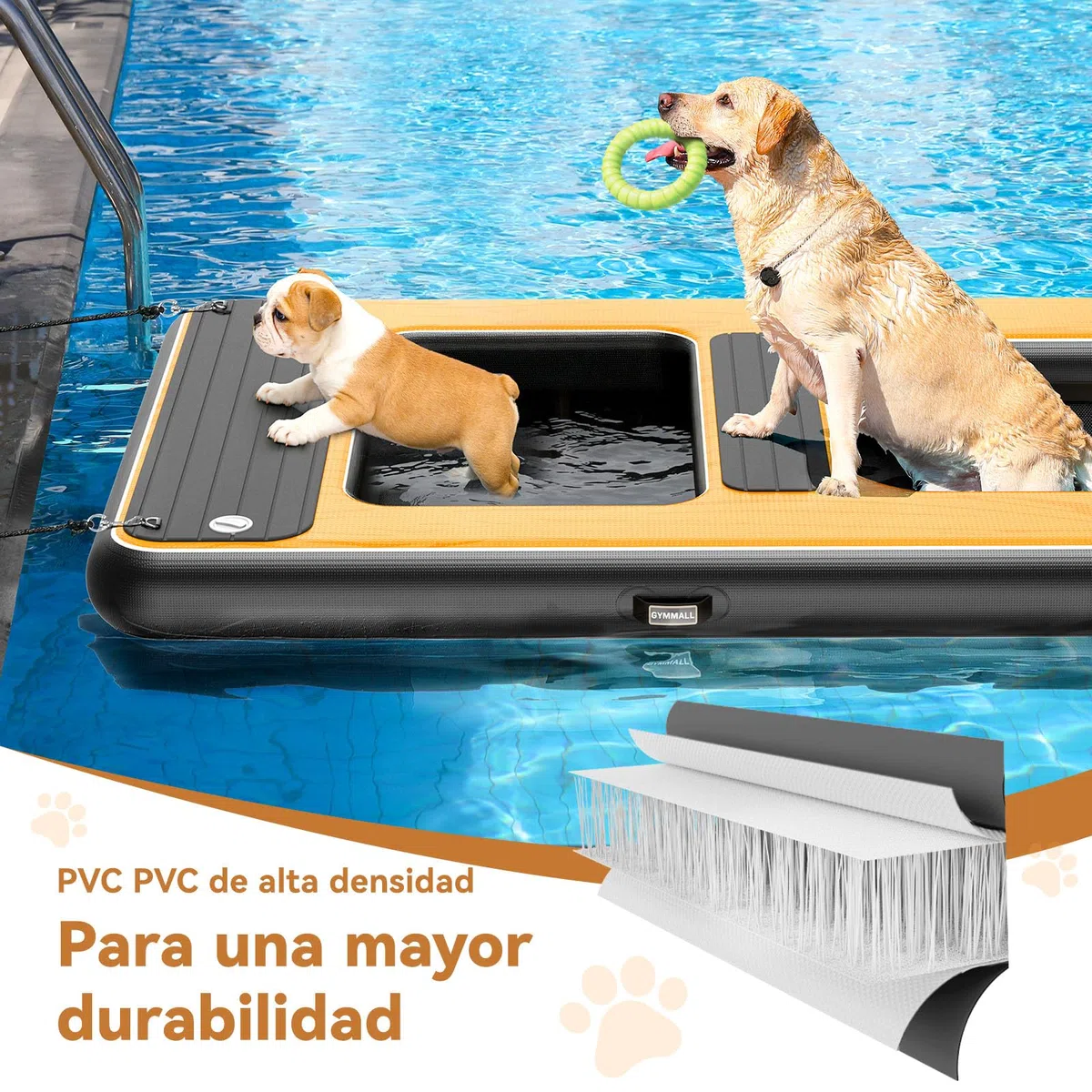 Rampa de Agua Hinchable para Perros 170 x 120 cm, Capacidad hasta 150 kg, Ideal para Muelles, Piscinas y Barcos