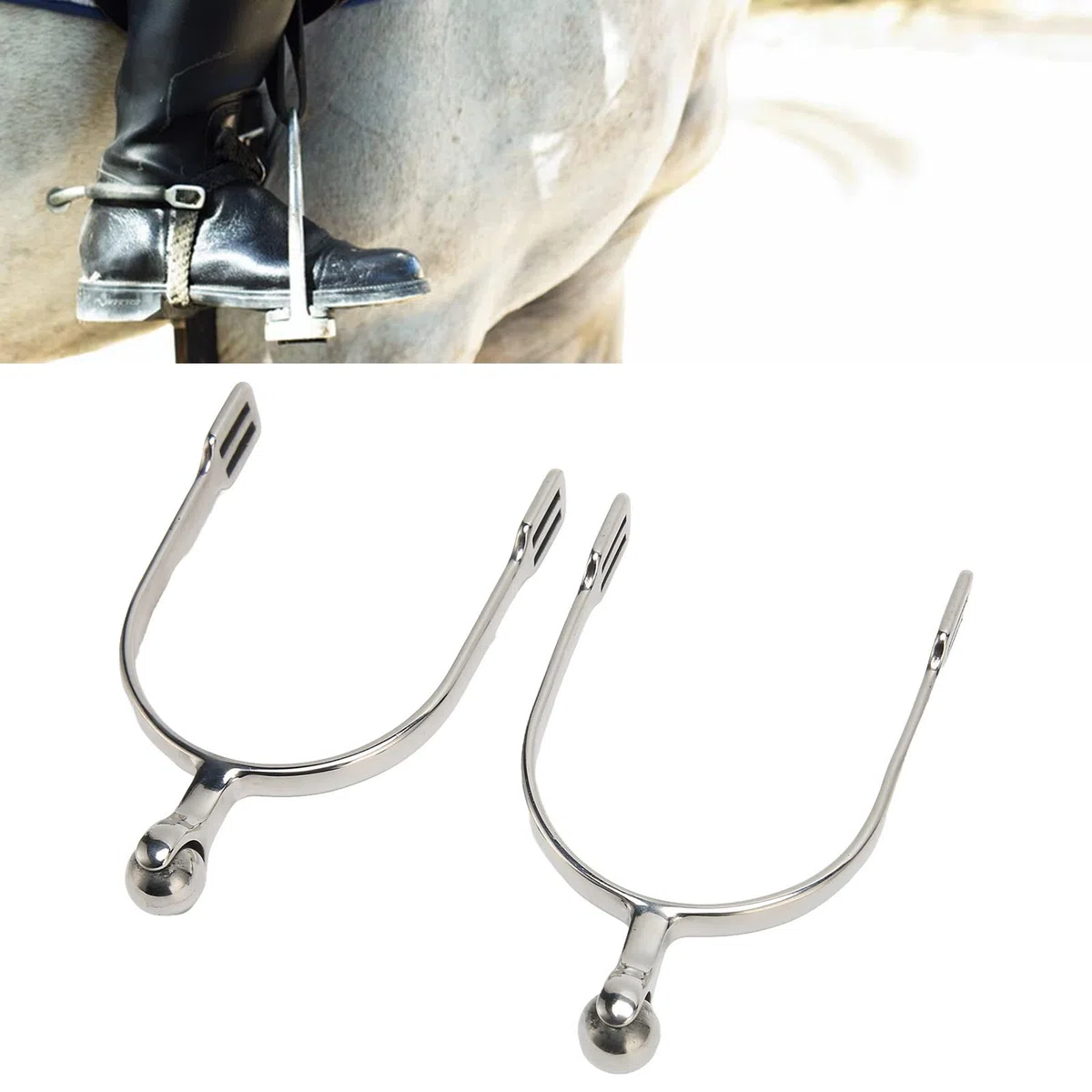 Juego de Espuelas de Caballo de Acero Inoxidable, Espuelas Redondas de Bola Rodante para Mujeres, Transmite Comandos Fácilmente, Competiciones Ecuestres