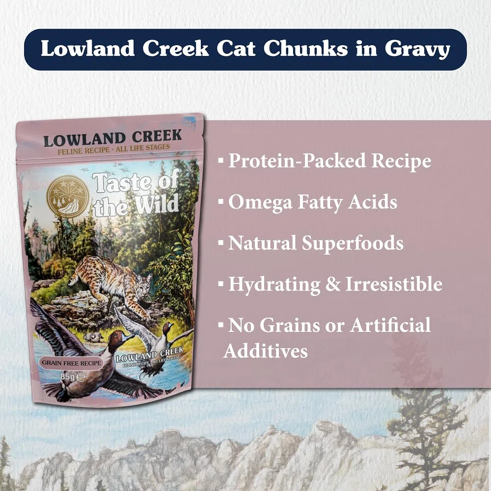 Taste of the Wild Gato Lowland Creek Trozos En Salsa Bolsa 12 x 85 g