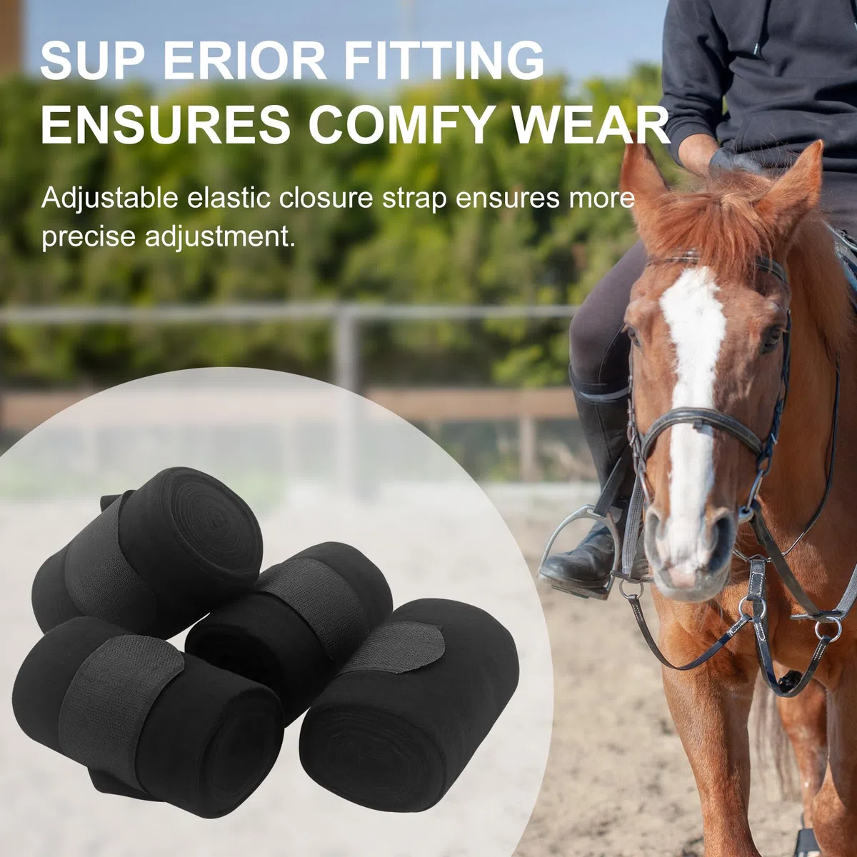 4 polainas de malla para caballo, vendajes para patas de caballo, polainas para caballos