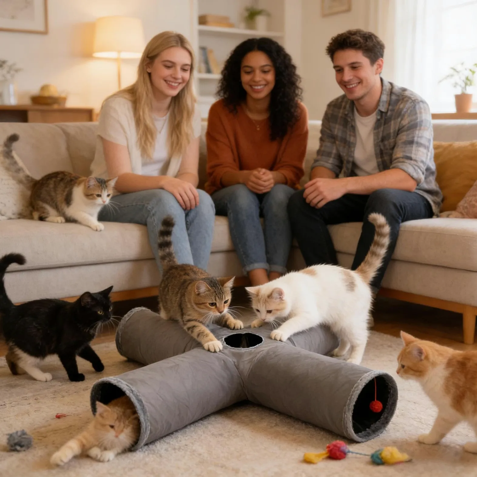 para Gatos de Interior | Laberinto Interactivo Plegable para Zona de Juegos | Tubo de Juegos Flexible para Gatos | para Mascotas en Fiestas de Navidad Cumpleaños y Halloween