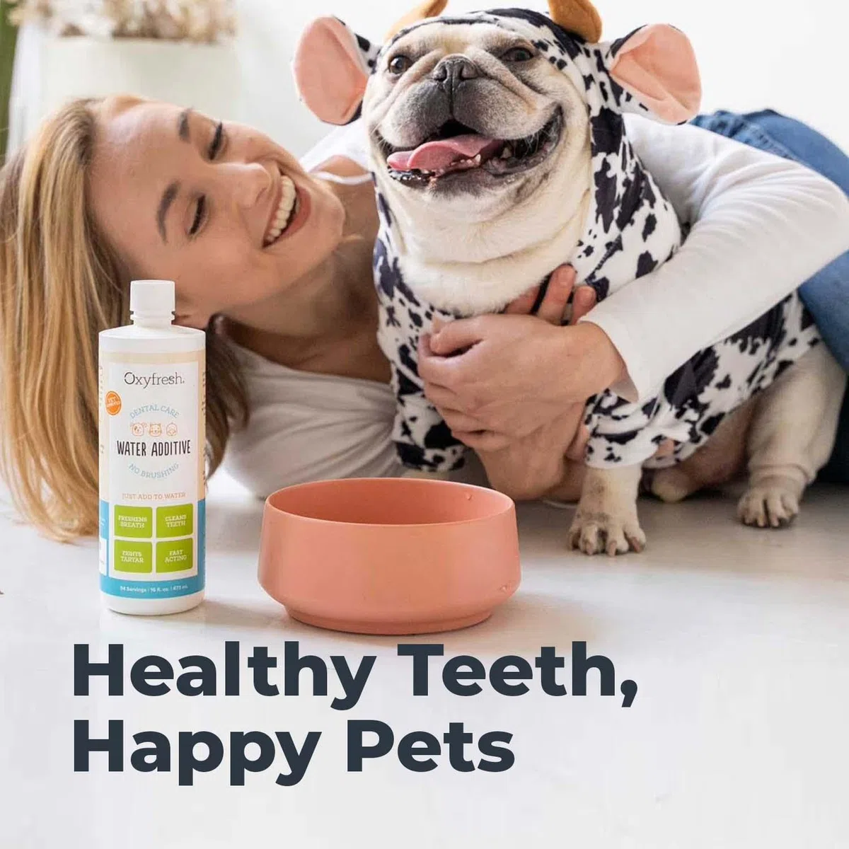 Oxyfresh Aditivo para el cuidado dental para mascotas: la mejor manera de eliminar el mal aliento y el aliento de gato, combatir el sarro y la placa, simplemente agregue al agua, recomendado por